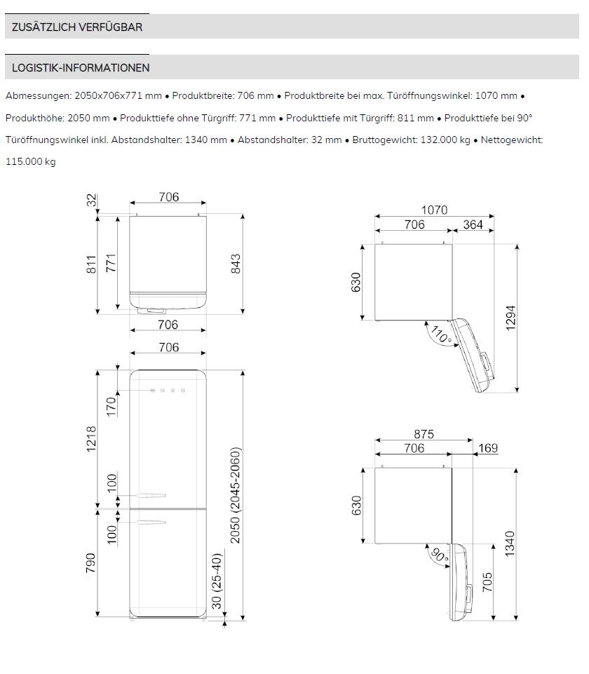 Küchenwelt - - Türanschlag rechts | Kühl-/Gefrierkombination & SMEG Rot GmbH FAB38RRD5 - Sagoma Vertrieb