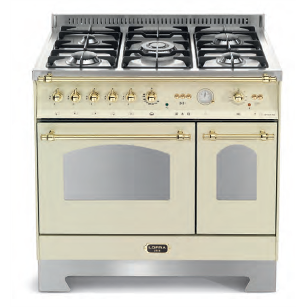 LOFRA - DOLCEVITA - GAS - DOUBLE OVEN 90 cm - RBID 96 GVGTE/ CI - IVORY Messing Finish
